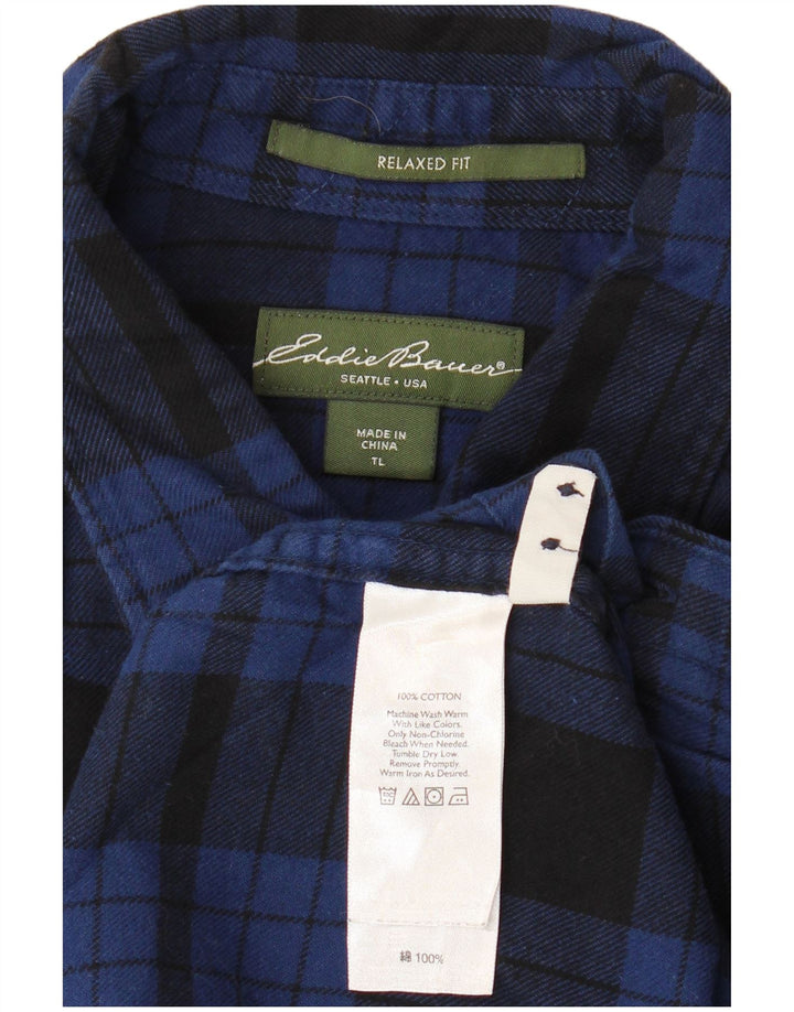 Eddie Bauer Camicia da uomo in flanella dalla vestibilità comoda e alta, a quadri blu navy grandi