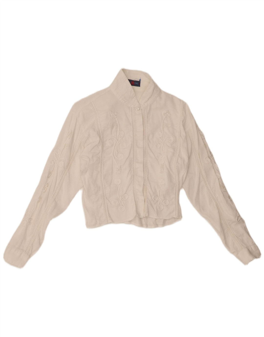 LES COPAINS Camicia da donna in velluto a coste corta UK 12 Medio Bianco floreale