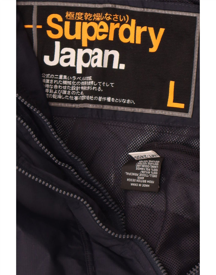 Giacca antipioggia da donna Superdry UK 16 grande nylon blu navy