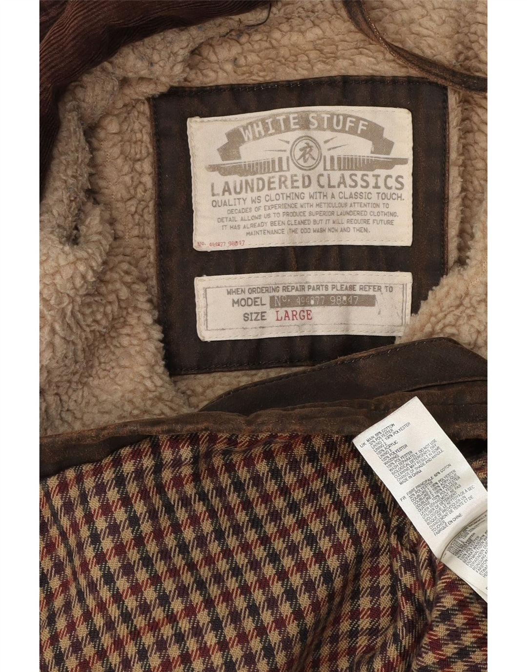 WHITE STUFF Giacca da uomo in cotone cerato UK 40 Grande cotone marrone