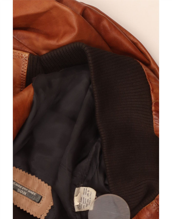Giacca in pelle vintage da uomo UK 38 in viscosa marrone medio