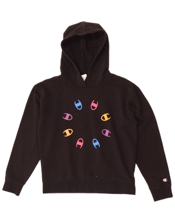 Felpa con cappuccio grafica per ragazze Champion 13-14 anni XL nera sportiva