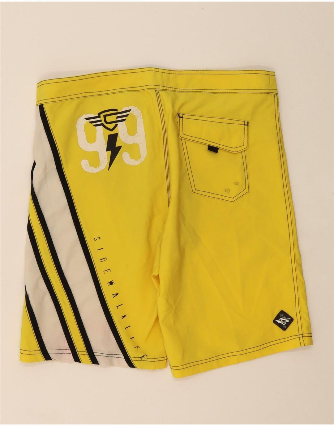 CATBALOU Mens Graphic Swimming Shorts IT 48 Medium  Yellow Striped Vintage Catbalou and Second-Hand Catbalou from Messina Hembry 
