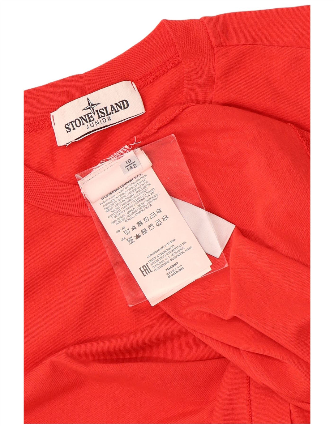 T-shirt bambino Stone Island Top 9-10 anni in cotone rosso