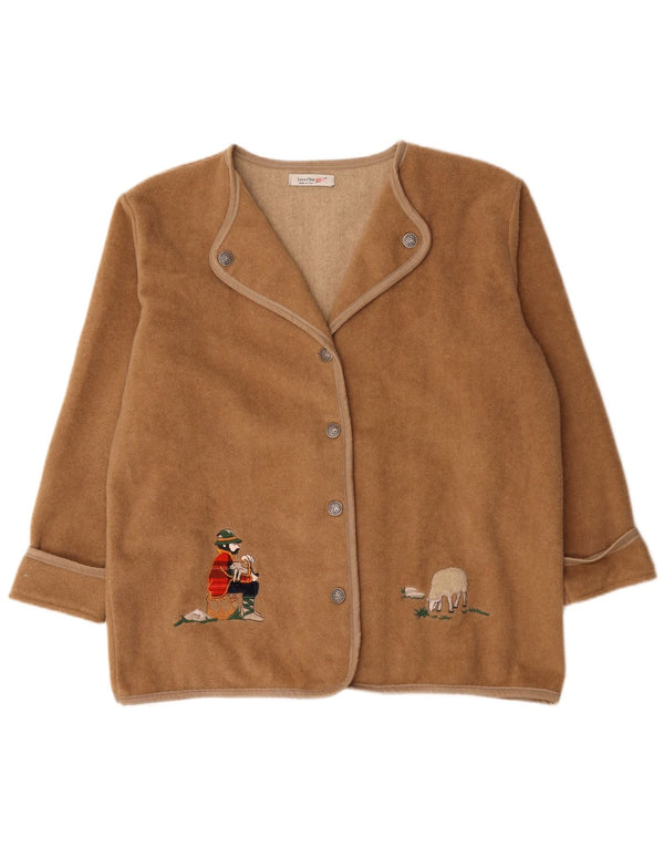 Giacca blazer oversize con grafica vintage da donna UK 18 XL in lana beige