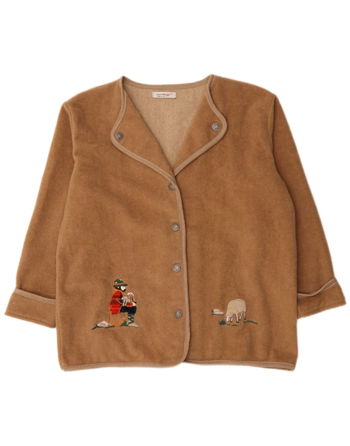 Giacca blazer oversize con grafica vintage da donna UK 18 XL in lana beige