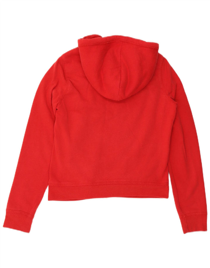 Maglione con cappuccio e zip grafica da donna HOLLISTER UK 14 grande cotone rosso