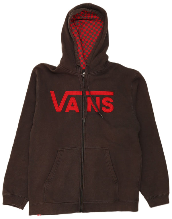 Felpa con cappuccio e zip grafica da uomo di Vans, grande, in cotone color block grigio