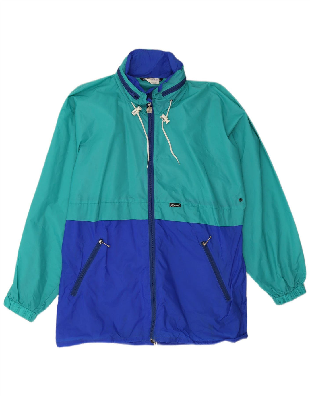 Giacca antipioggia da uomo con cappuccio K-Way UK 38 Poliammide color block verde medio