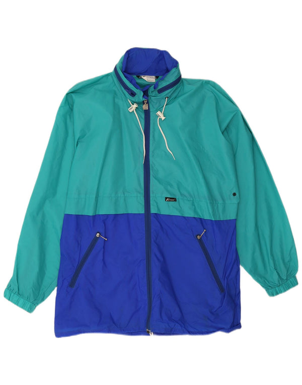 K-Way Mens Hooded Rain Jacket UK 38 Medium Green Colourblock Polyamide