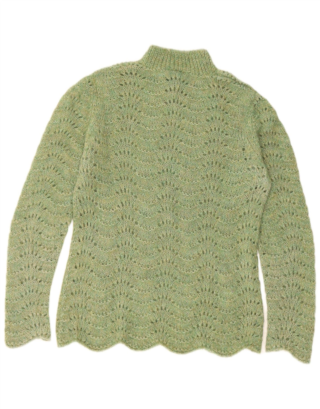 Maglione maglione vintage da donna con collo dolcevita UK 12 Verde medio