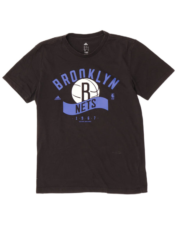 Adidas Uomo Brooklyn Nets T-shirt grafica Top Small Nero Sport