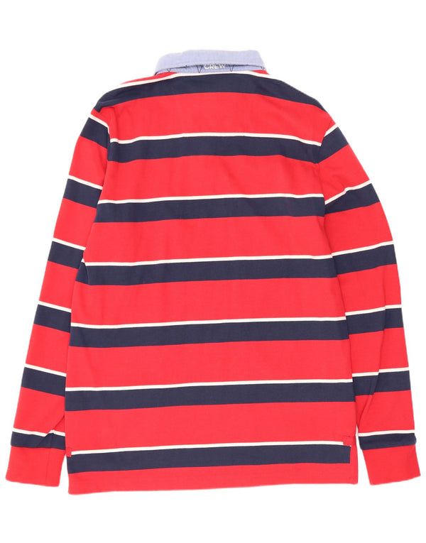 Crew Clothing Polo da rugby da uomo a maniche lunghe in cotone a righe rosse medie