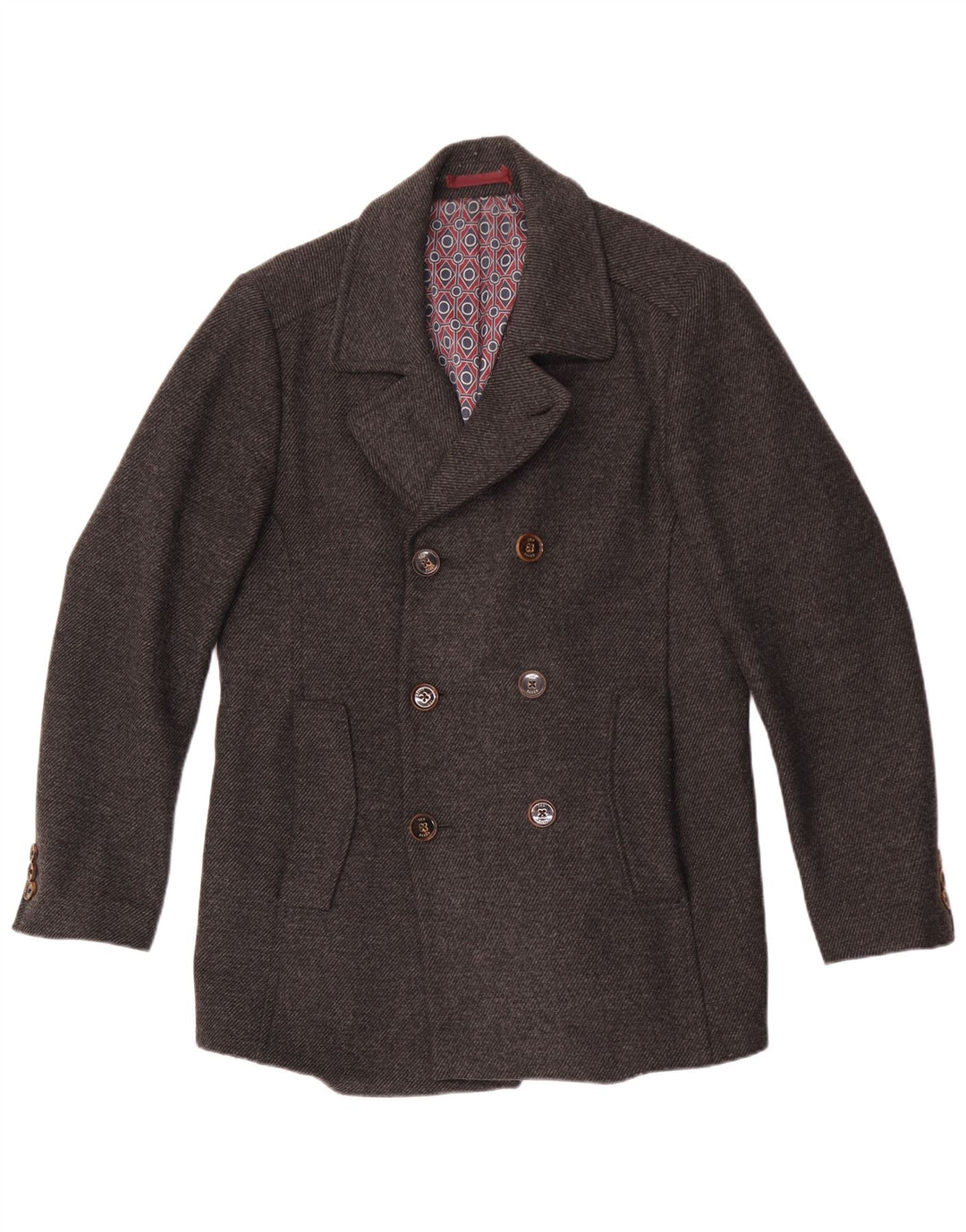 Cappotto da marinaio da uomo Ted Baker taglia 3 in lana grigio medio
