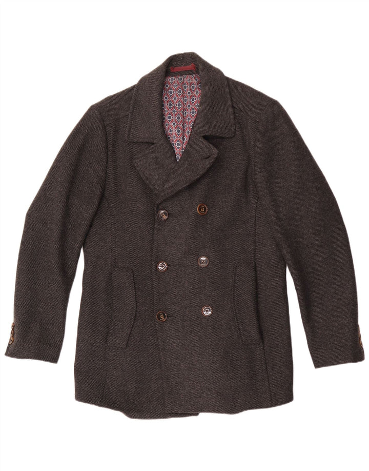 Cappotto da marinaio da uomo Ted Baker taglia 3 in lana grigio medio