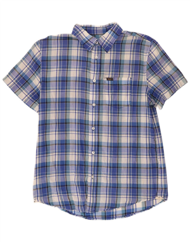 Camicia Lee da donna a maniche corte vestibilità regolare UK 14 scozzese blu medio