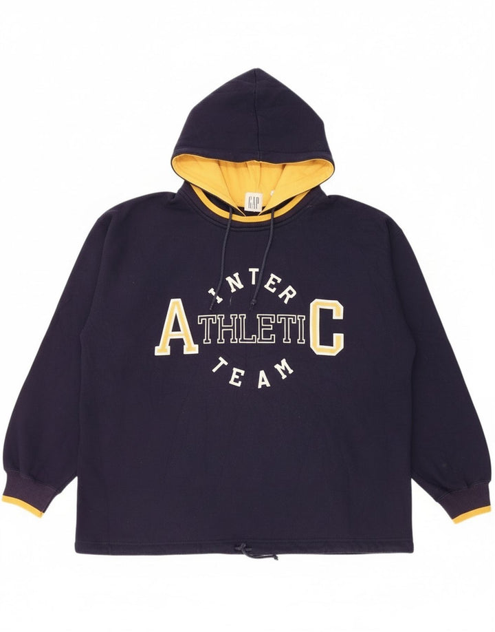 Gap Felpa con cappuccio grafica da uomo, grande, in poliestere blu navy