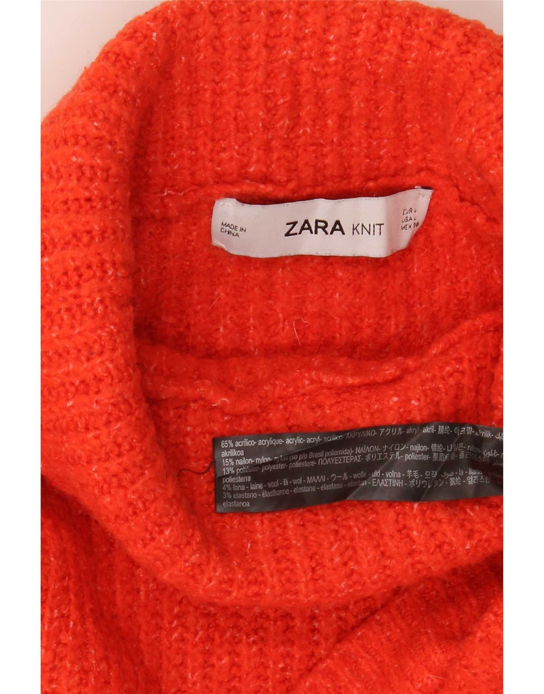 Maglione maglione oversize con collo alto da donna Zara UK 16 grande acrilico arancione