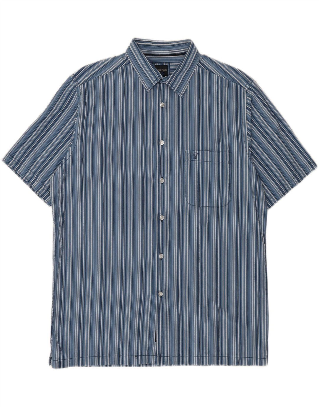 JAMES PRINGLE Mens Short Sleeve Shirt Large Blue Striped Cotton
