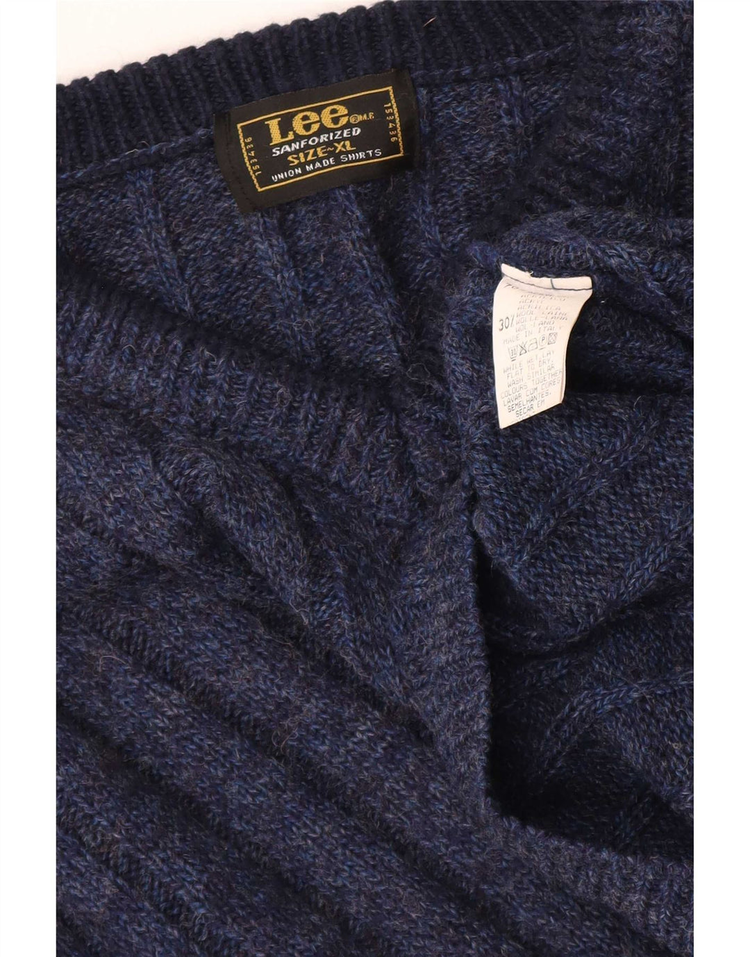 Maglione Lee da uomo con scollo a V XL in acrilico screziato blu navy