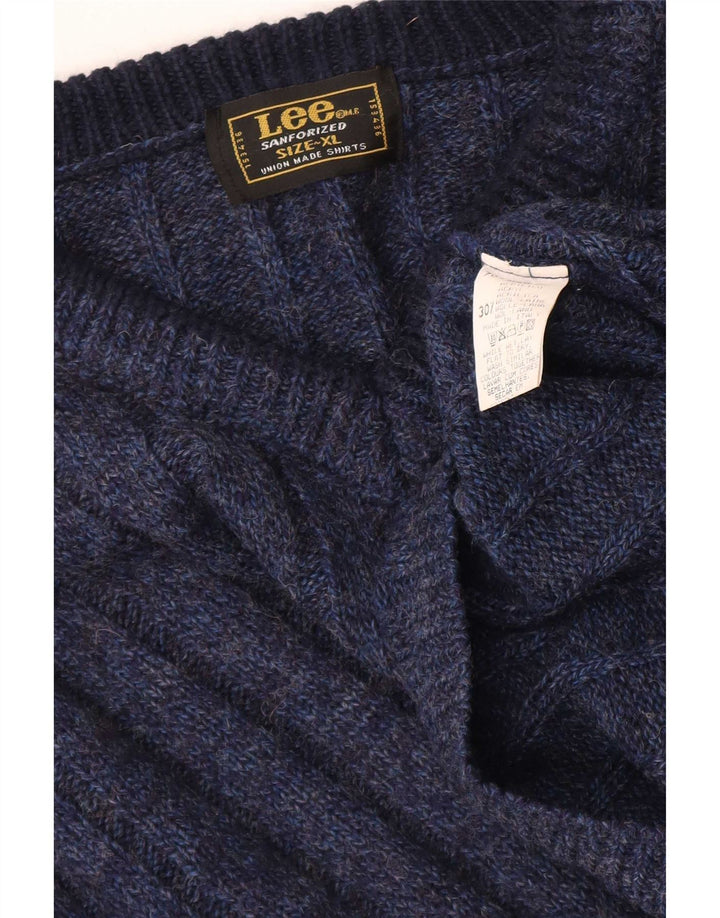 Maglione Lee da uomo con scollo a V XL in acrilico screziato blu navy