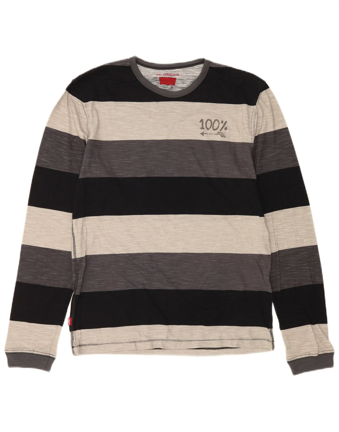 Levi's Top grafico da uomo a maniche lunghe in cotone a righe grandi multicolori
