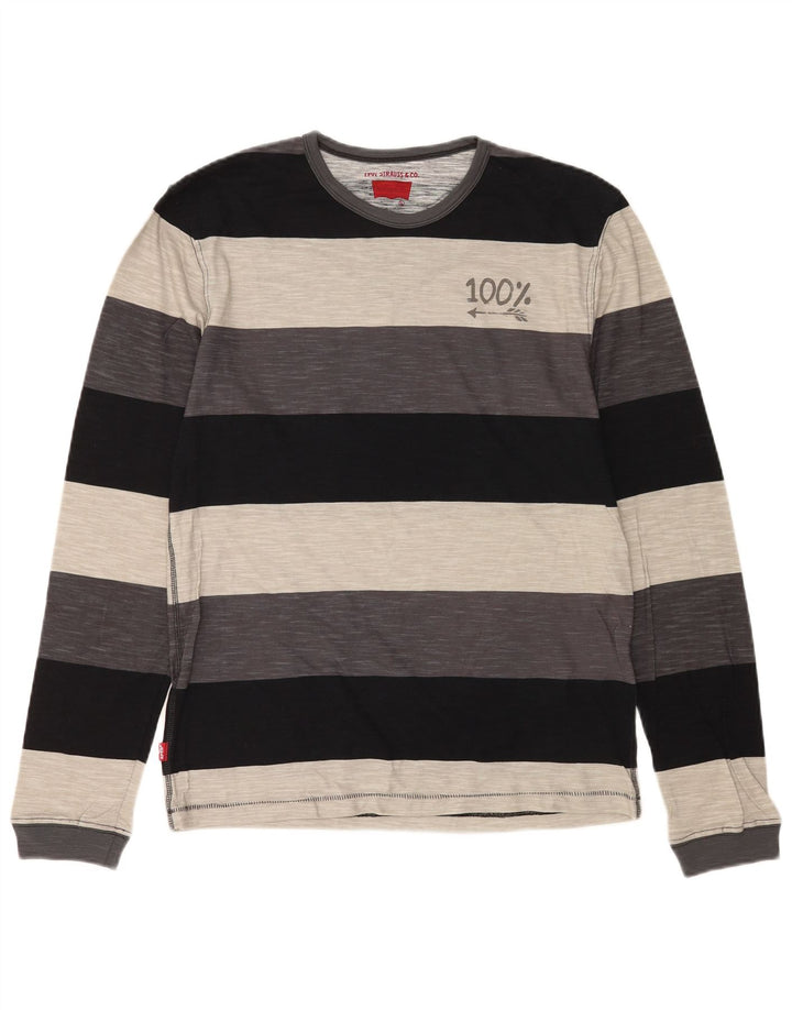 Levi's Top grafico da uomo a maniche lunghe in cotone a righe grandi multicolori
