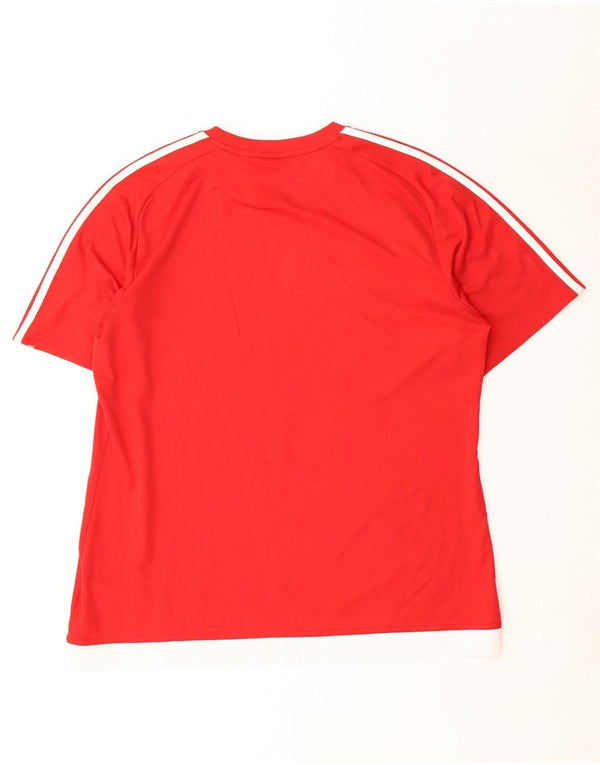 Adidas Mens Climalite T-Shirt Top Large Red Colourblock Polyester