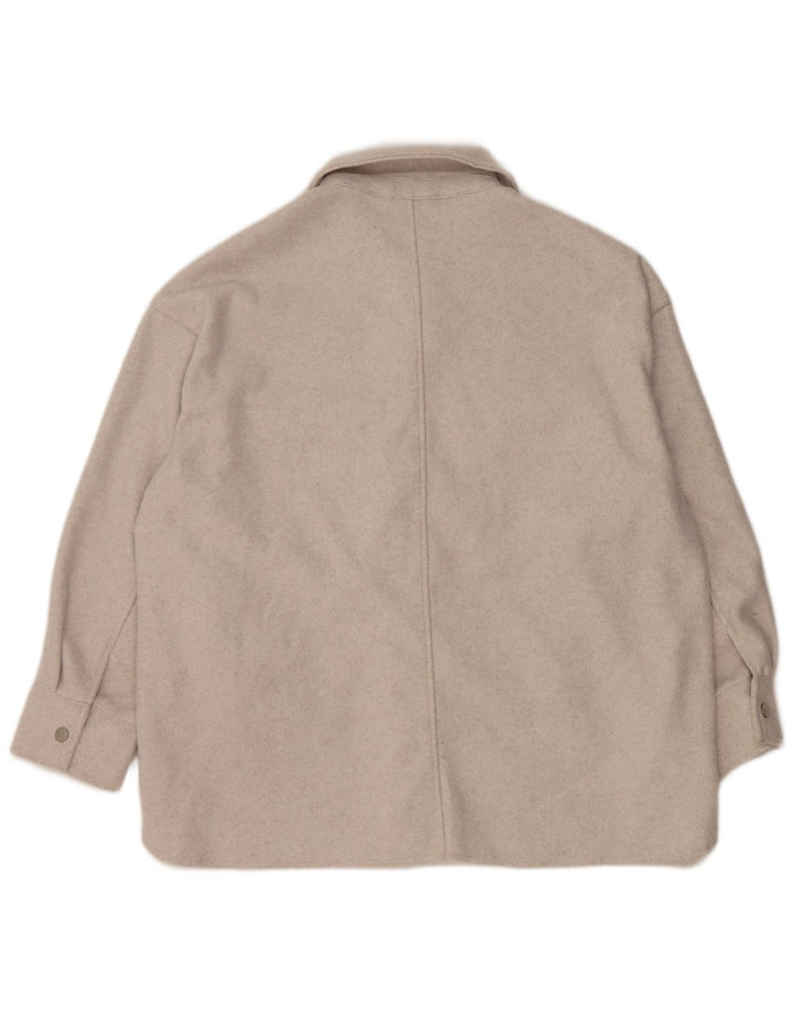 Camicia in pile Shacket oversize da donna Zara UK 16 grande poliestere grigio