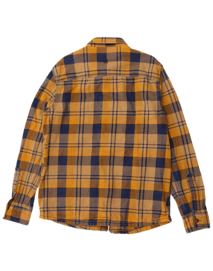 Fat Face Camicia da uomo in flanella vestibilità regolare in cotone a quadri gialli grandi