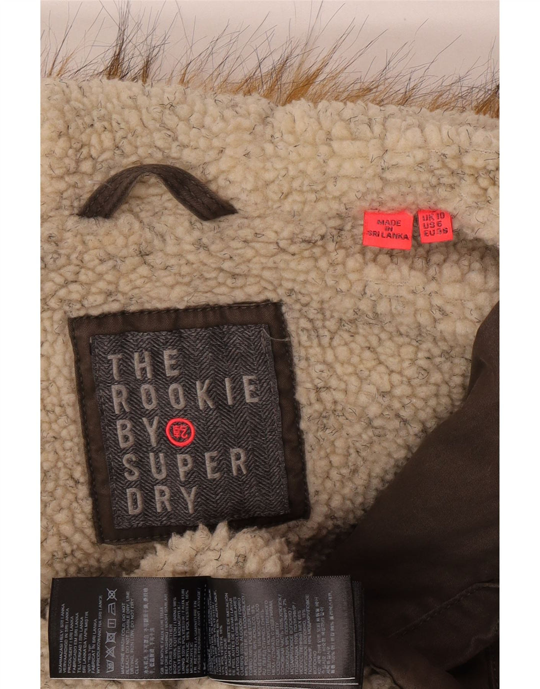 Giacca parka Sherpa oversize da donna con cappuccio Superdry UK 10 Small Khaki