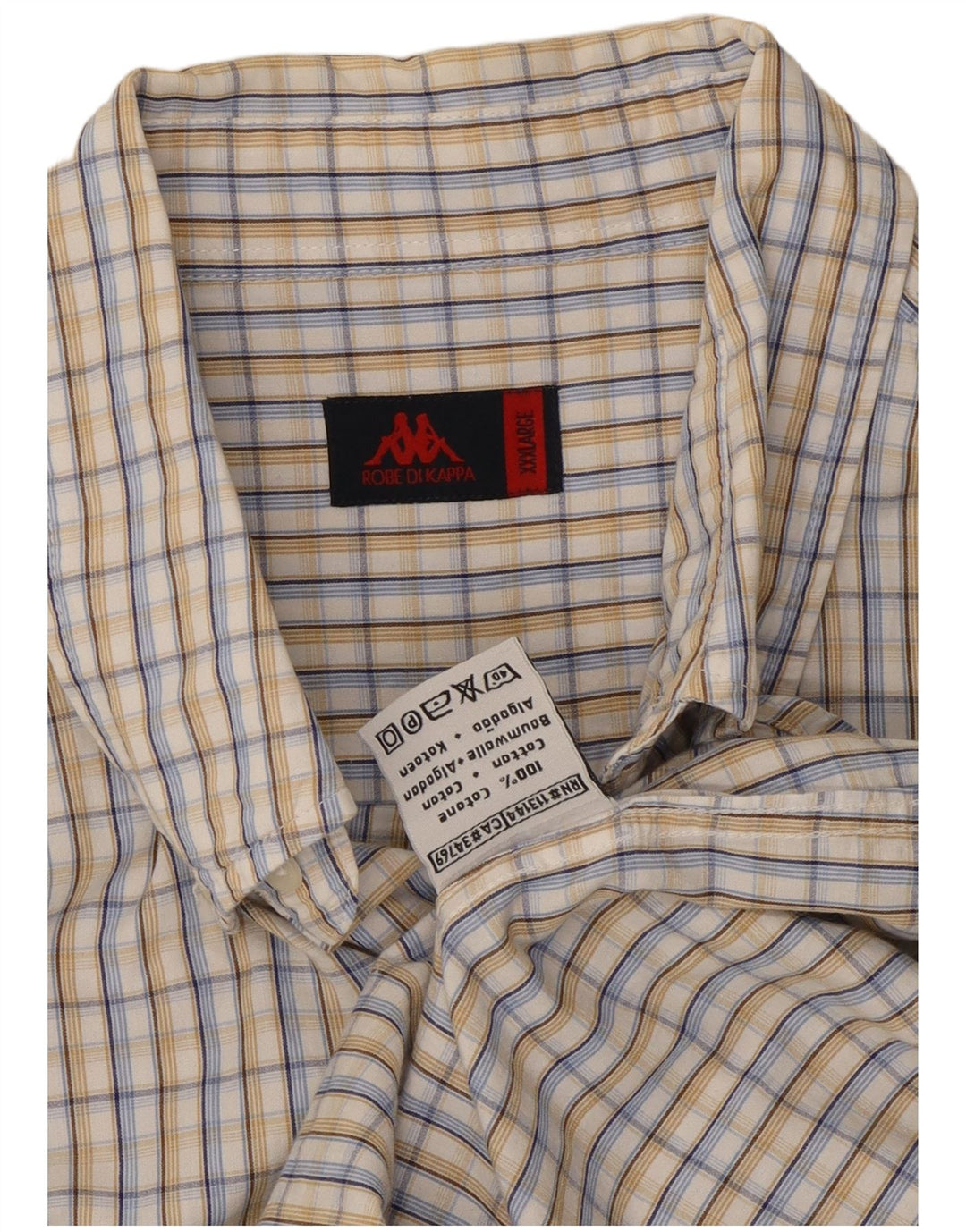 Camicia Kappa Uomo Manica Corta 3XL Cotone a quadri Multicolore
