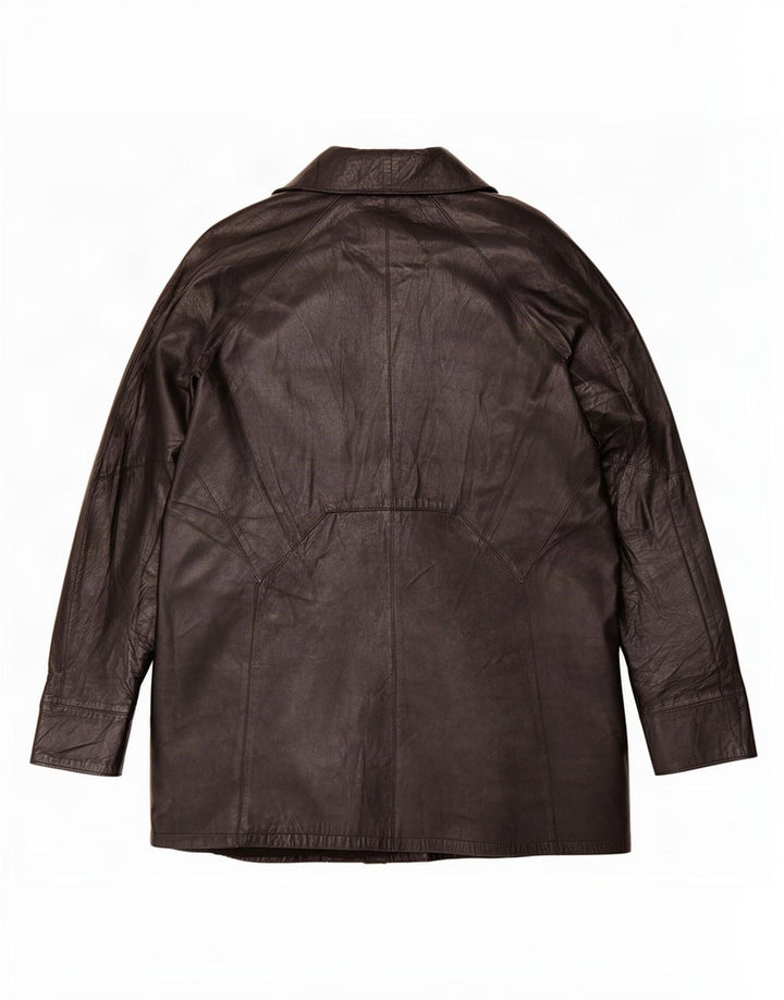 Cappotto oversize in pelle vintage da donna IT 46 grande nero