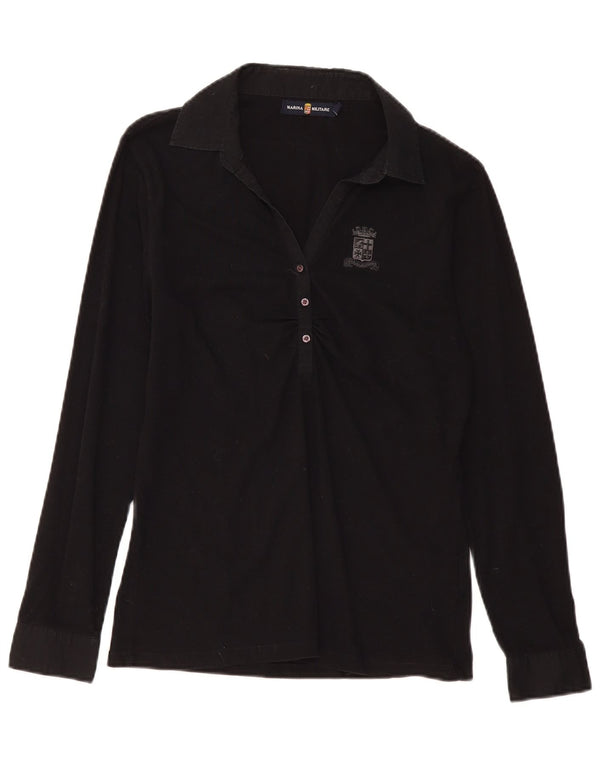 Polo da donna a maniche lunghe MARINA MILITARE UK 18 XL cotone nero