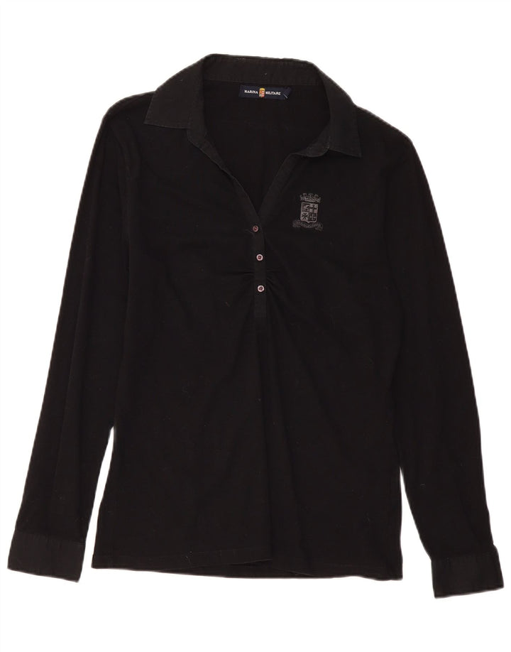 Polo da donna a maniche lunghe MARINA MILITARE UK 18 XL cotone nero