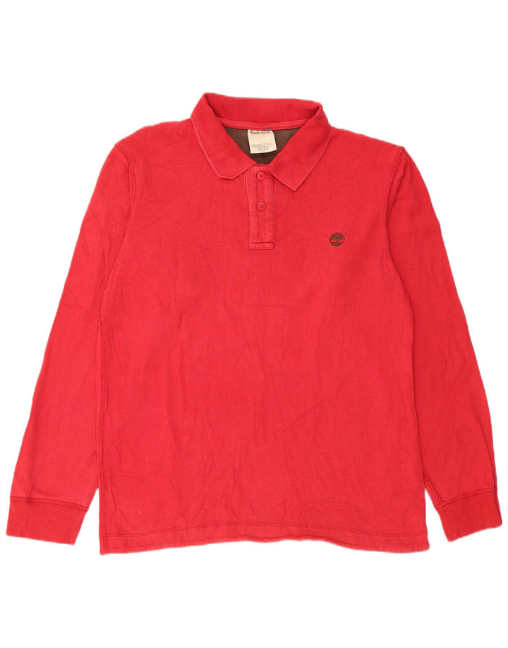 Polo Timberland da uomo a maniche lunghe vestibilità regolare in cotone rosso medio