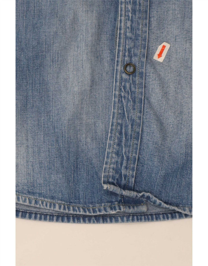 Camicia di jeans a maniche corte da uomo Lee grande in cotone blu