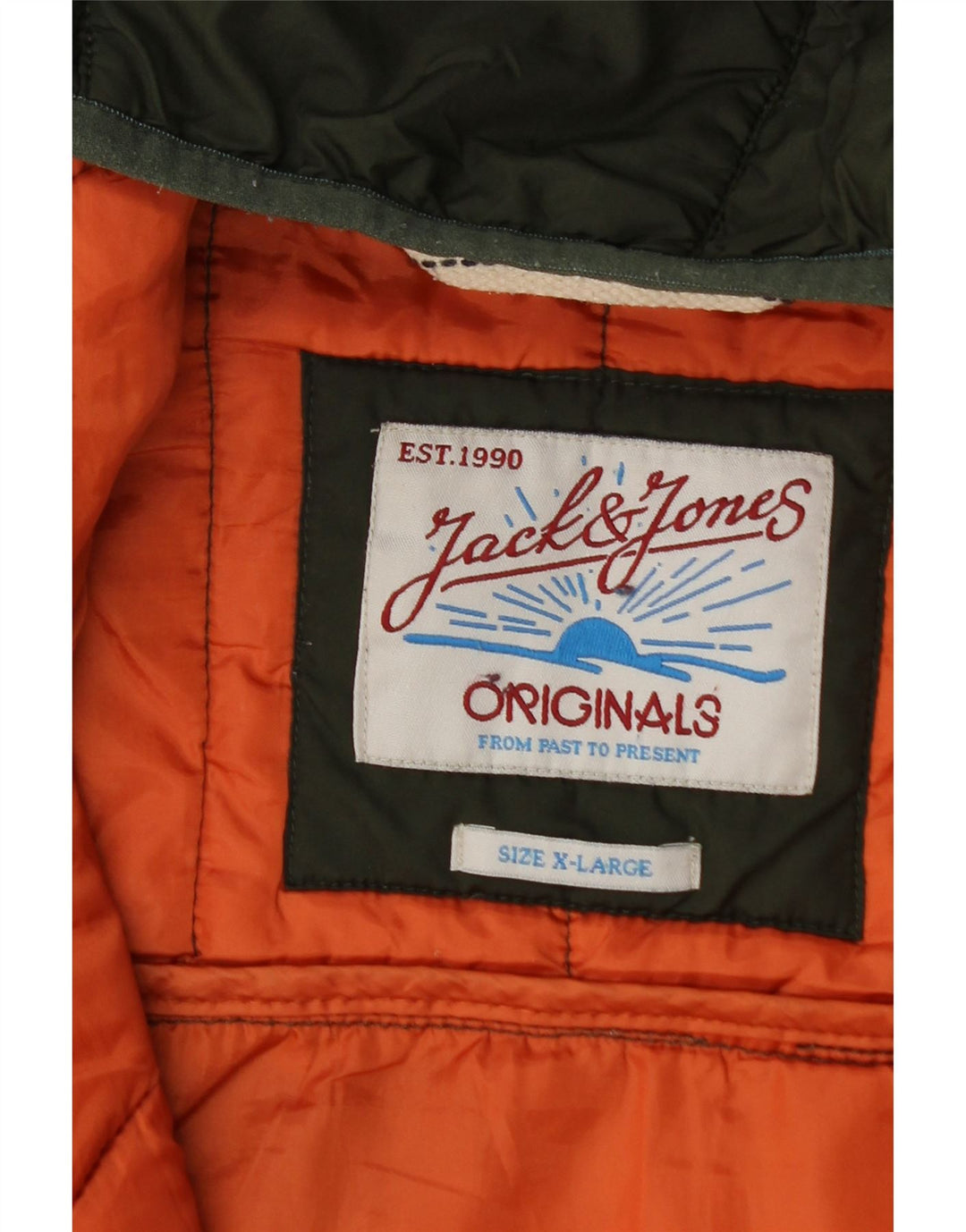 Giacca imbottita con cappuccio da uomo Jack & Jones UK 42 XL poliestere verde