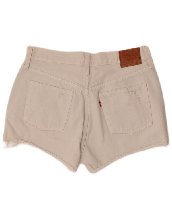 Pantaloncini Levi's da donna 501 in denim invecchiato W30 cotone bianco sporco medio