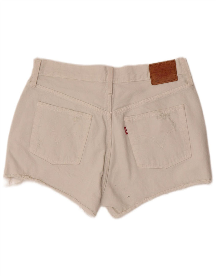 Pantaloncini Levi's da donna 501 in denim invecchiato W30 cotone bianco sporco medio