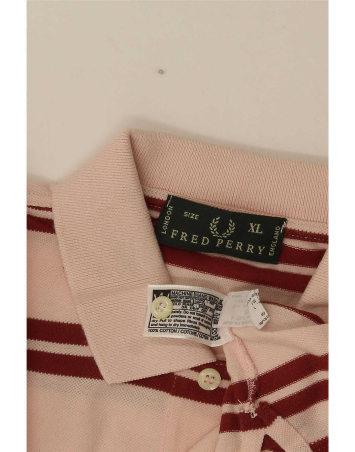 Polo da uomo Fred Perry XL in cotone a righe rosa