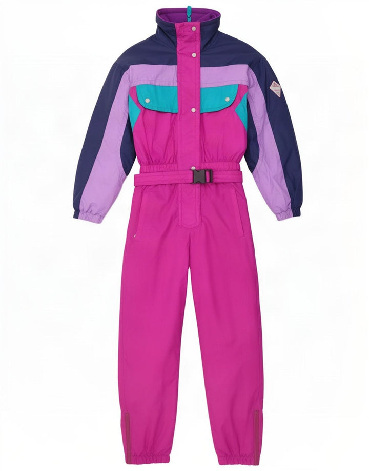 Tuta da sci con cappuccio da donna Brugi IT 42 Medium Pink Colourblock in poliammide