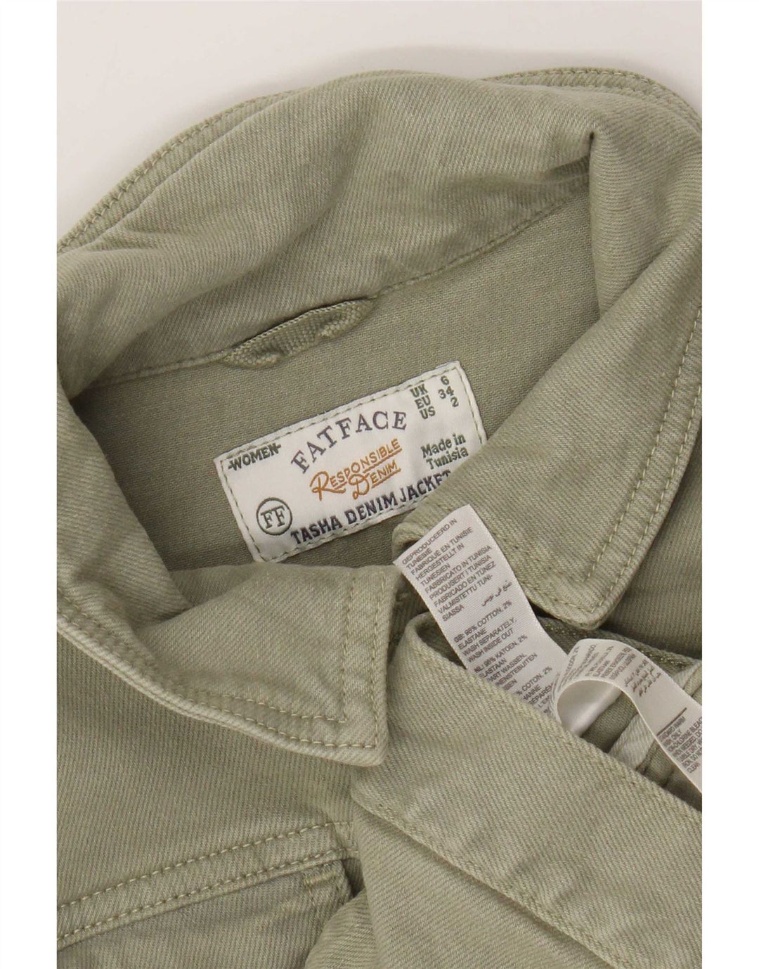 Giacca di jeans da donna Fat Face UK 6 XS cotone kaki