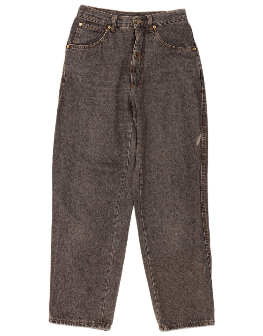 Jeans affusolati a vita alta da donna vintage IT 46 Large W28 L29 Cotone grigio