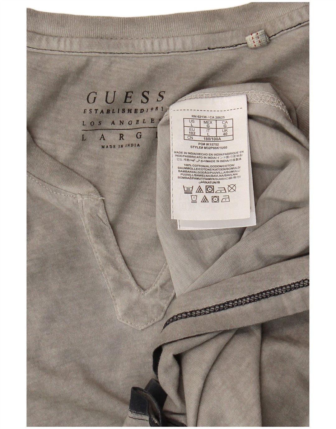 T-shirt da uomo Guess Top Large in cotone grigio