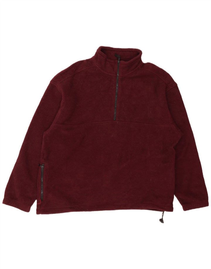 Maglione in pile da uomo con zip e collo Eddie Bauer, grande, in poliestere bordeaux