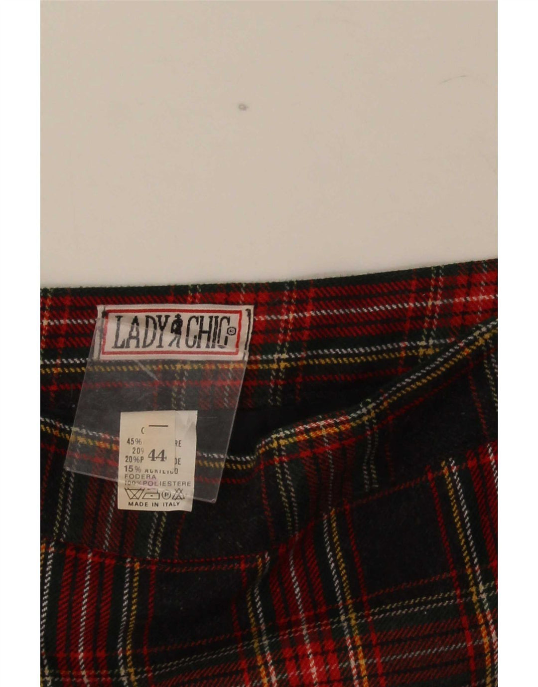 Gonna a tubino vintage da donna IT 44 media W28 poliestere scozzese nero