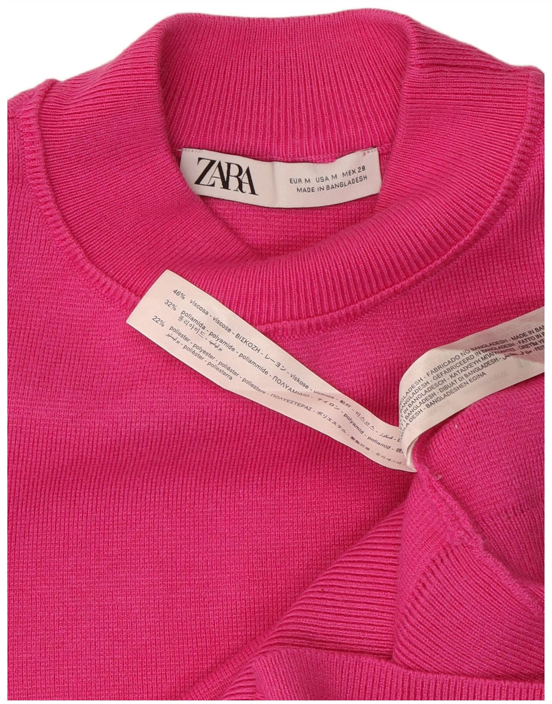 Maglione girocollo oversize da donna Zara UK 14 Viscosa rosa medio