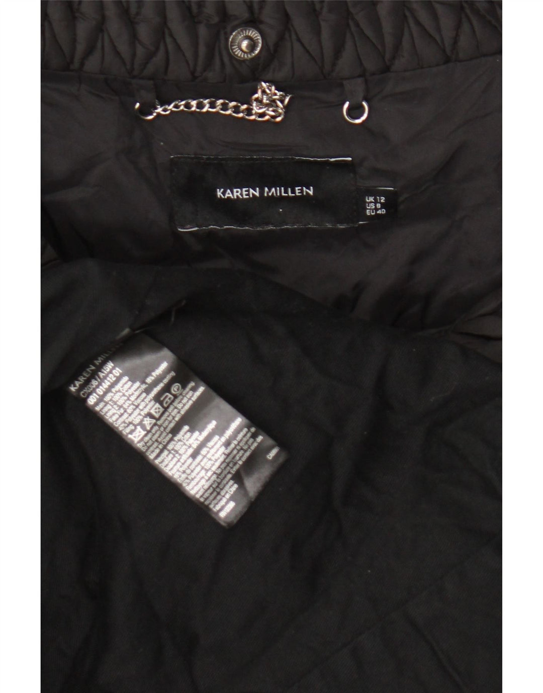 Cappotto imbottito da donna Karen Millen UK 12 medio nero in poliammide