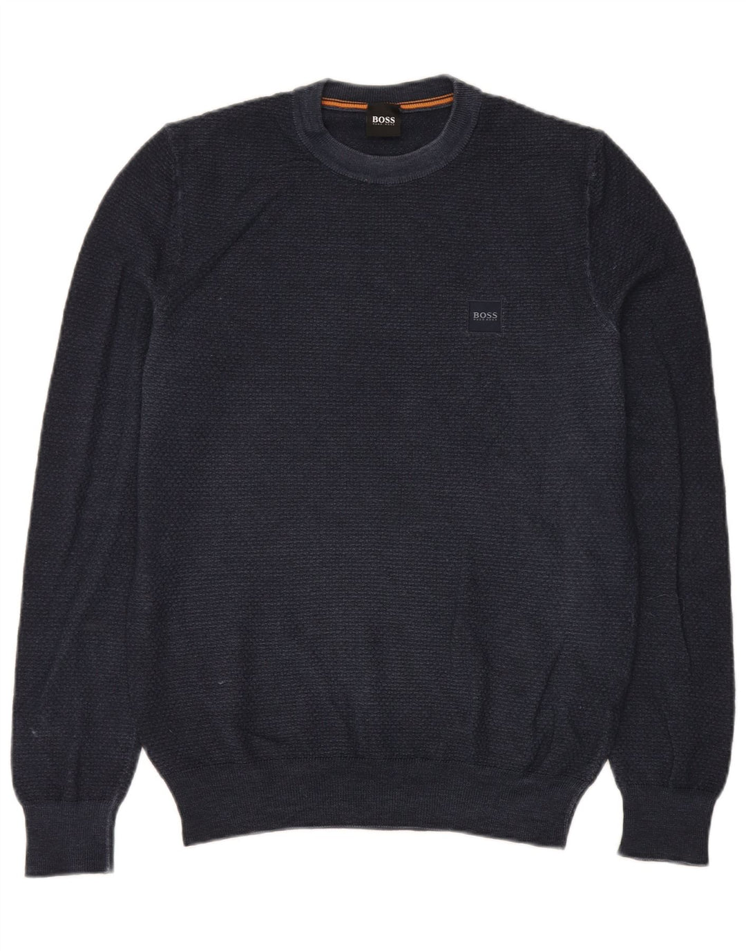Hugo Boss Maglione da uomo girocollo in lana vergine blu navy medio